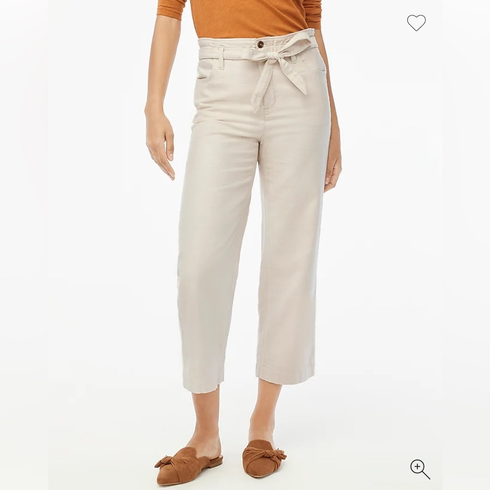J. Crew Cropped Twill Paper-Bag Pant - Dusty Ivory